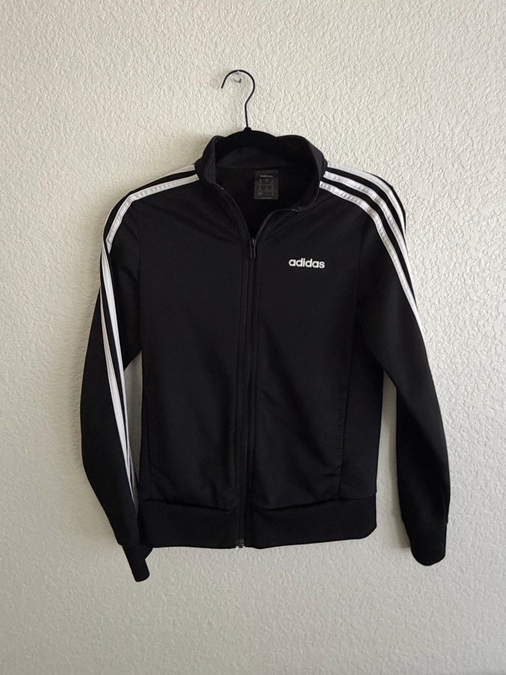 adidas Black Track Jacket with White Three-Stripes